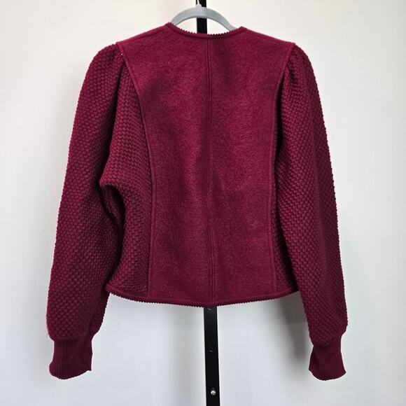 Geiger Austria Pure New Wool Button Front Blazer Lady Jacket Cardigan Knit Berry - Picture 7 of 9